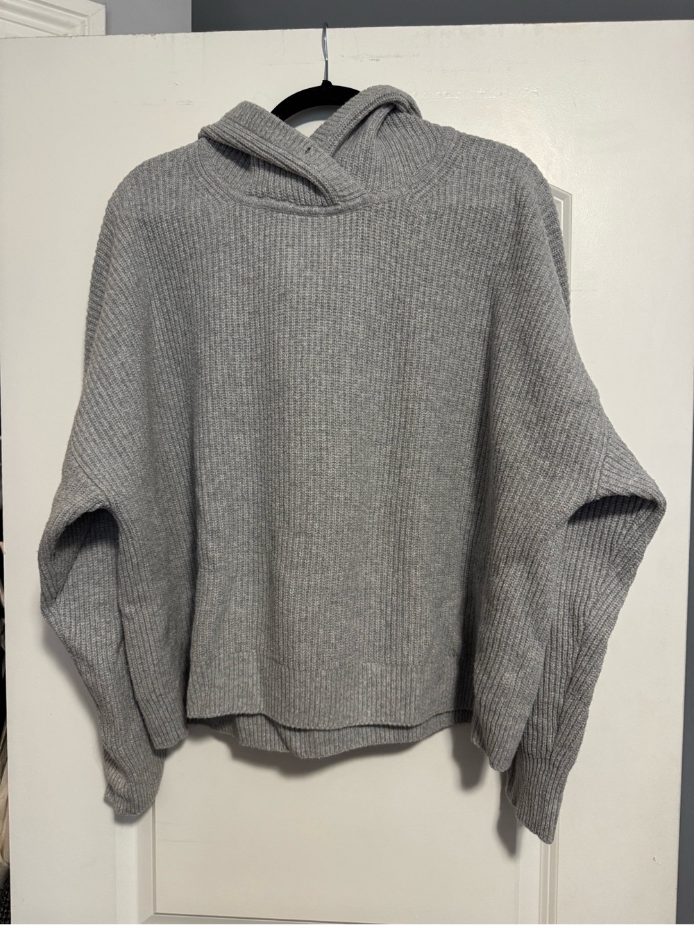 GAP Light Gray Ribbed Hooded Cashsoft Sweater - Women's